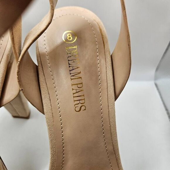 DREAM PAIRS Womens DHS216 Chunky Block Platform High Heels Beige Size 7.5 - Picture 3 of 5